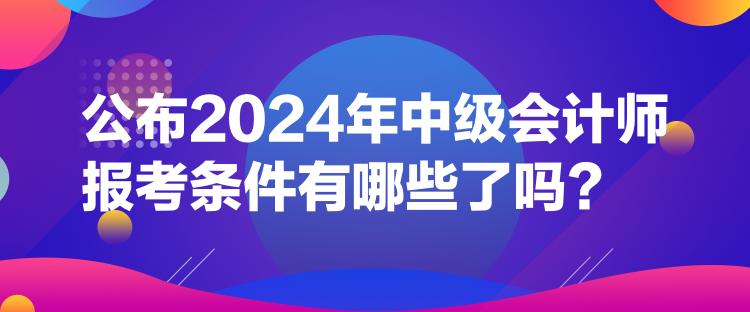 公布2024年中级会计师报考条件有哪些了吗？