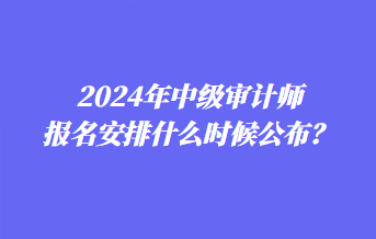 2024年中级审计师报名安排什么时候公布？