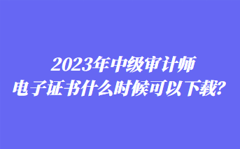 2023年中级审计师电子证书什么时候可以下载? 2023年中级审计师电子证书什么时候可以下载?