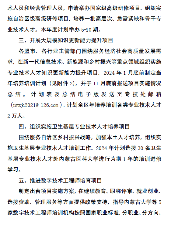 内蒙古2024年全区专业技术人员继续教育通知