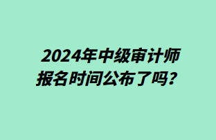 2024年中级审计师报名时间公布了吗? 2024年中级审计师报名时间公布了吗?