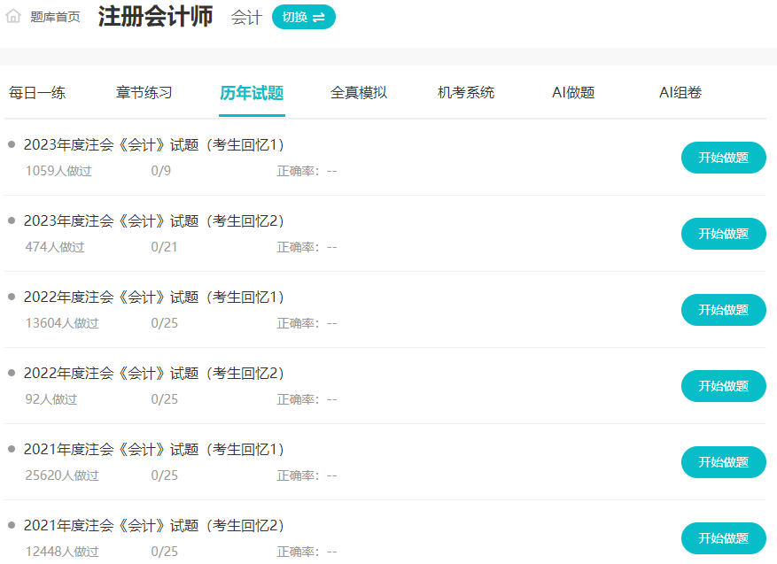 注会考试历年试题