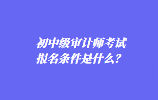 初中级审计师考试报名条件是什么? 初中级审计师考试报名条件是什么?