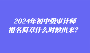 2024年初中级审计师报名简章什么时候出来? 2024年初中级审计师报名简章什么时候出来?
