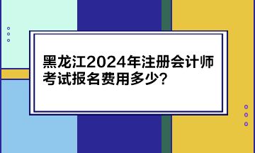 黑龙江2024年注册会计师考试报名费用多少？
