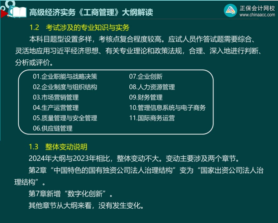 2024年高级经济师工商管理考试大纲解读