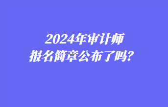 2024年审计师报名简章公布了吗? 2024年审计师报名简章公布了吗?