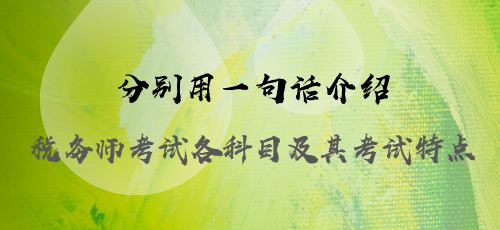 分别用一句话介绍税务师考试各科目及其考试特点