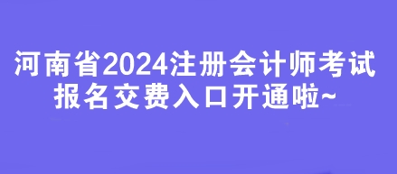 河南省2024注册会计师考试报名交费入口开通啦~