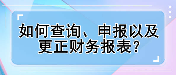 如何查询、申报以及更正财务报表? 如何查询、申报以及更正财务报表?