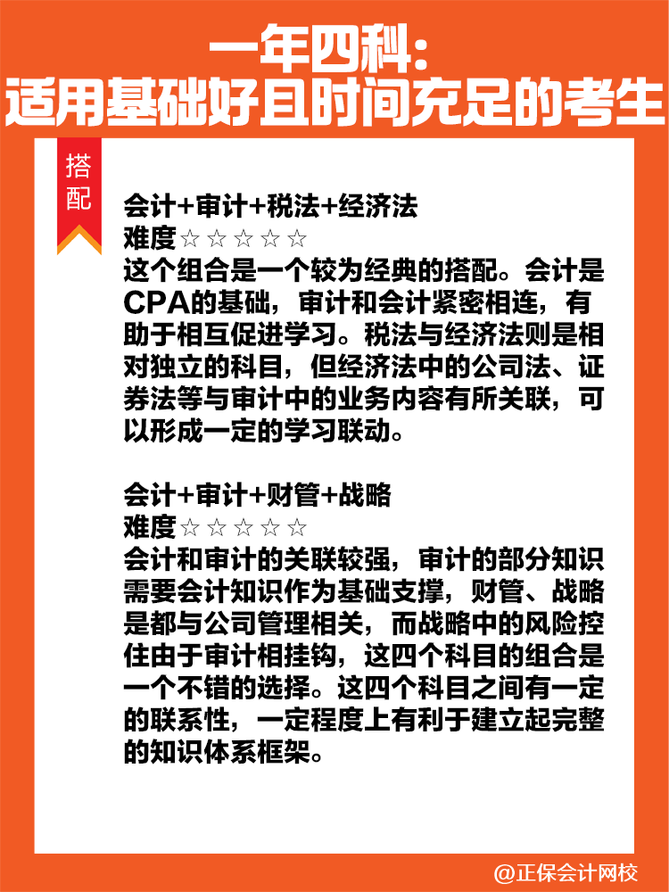 注会科目搭配攻略！科学组合 高效备考注册会计师！