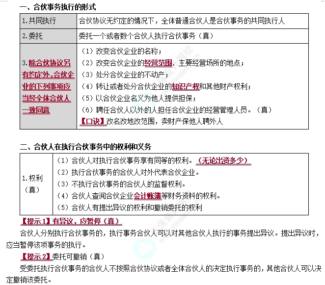 普通合伙企业的事务执行
