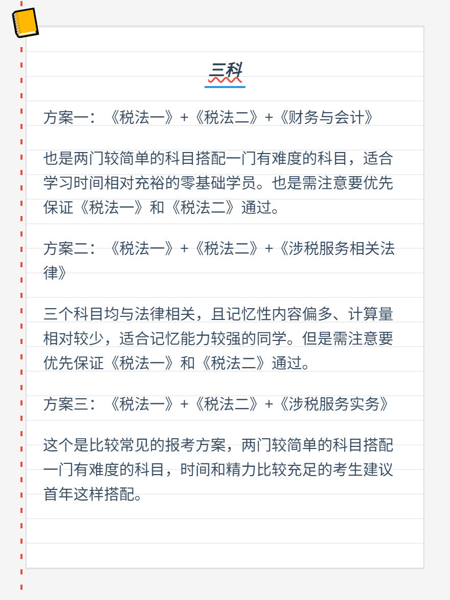 税务师科目搭配方案