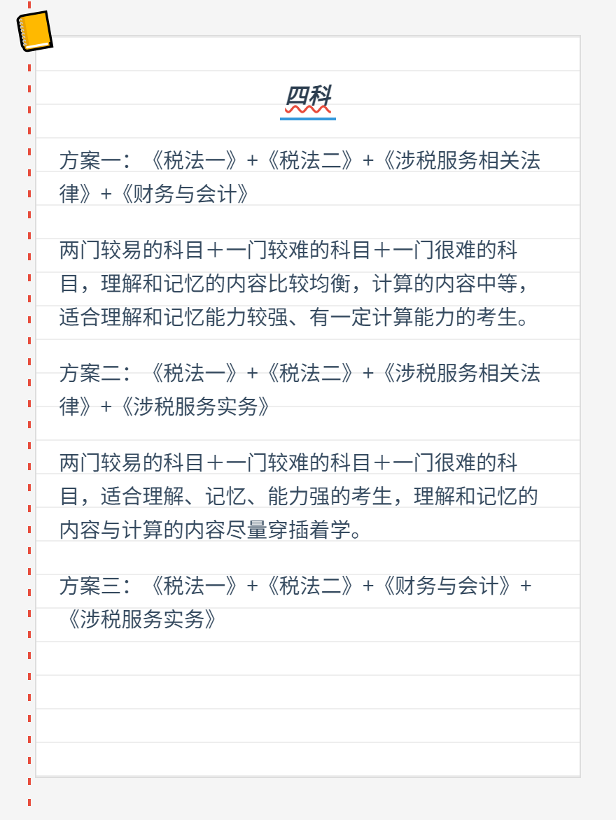 税务师科目搭配方案