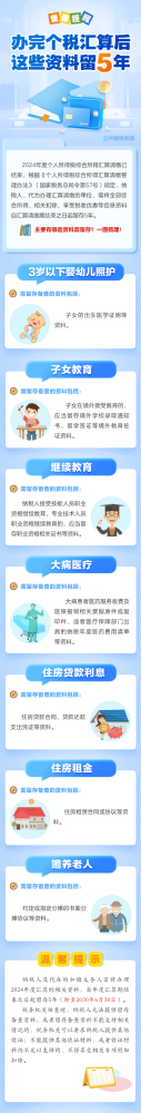 办完个税汇算，这些资料需留存5年！