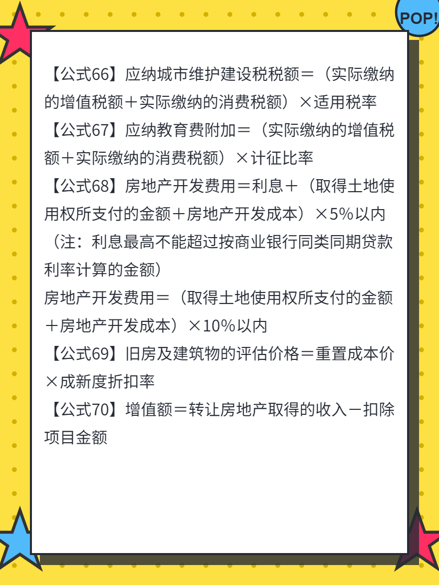 税法一87条必背公式（61-70）