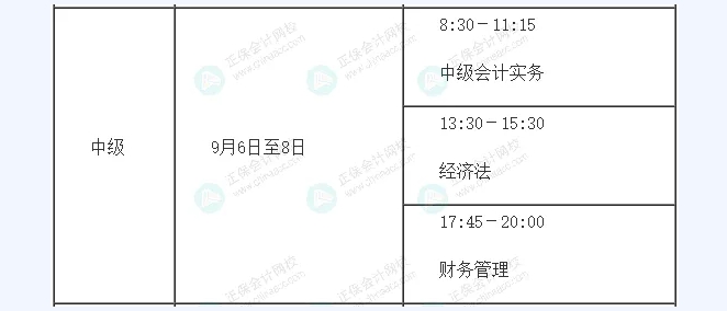 中级考试时间