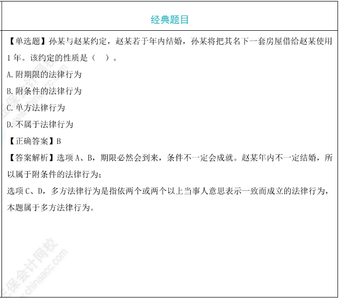 附条件和附期限的法律行为题目