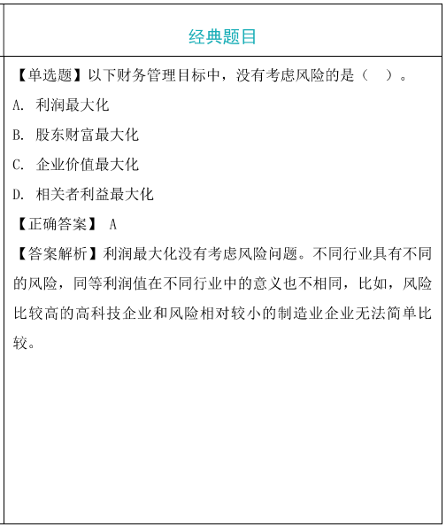 企业财务管理目标理论题目 企业财务管理目标理论题目