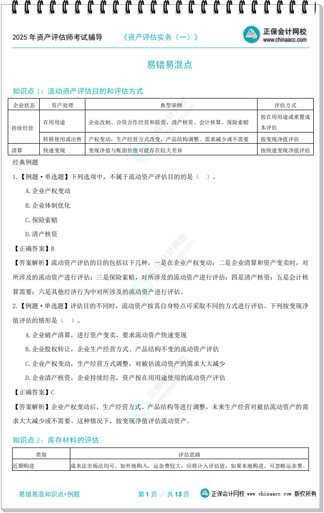 资产评估实务（一）