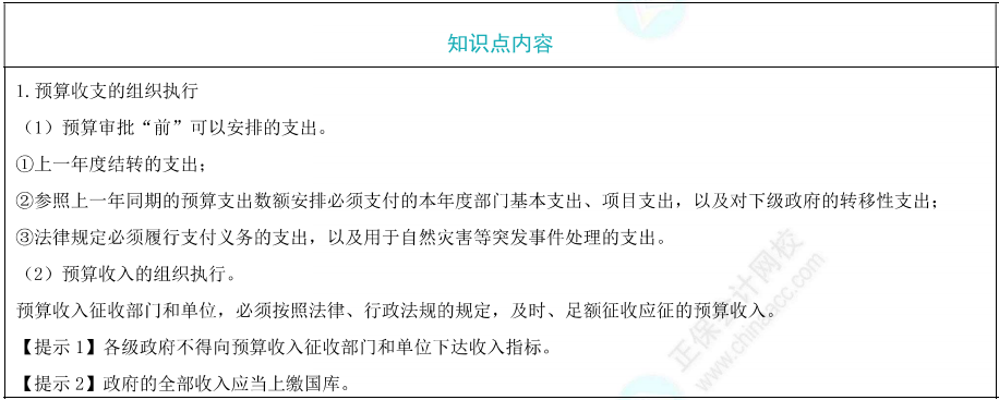 预算执行和调整