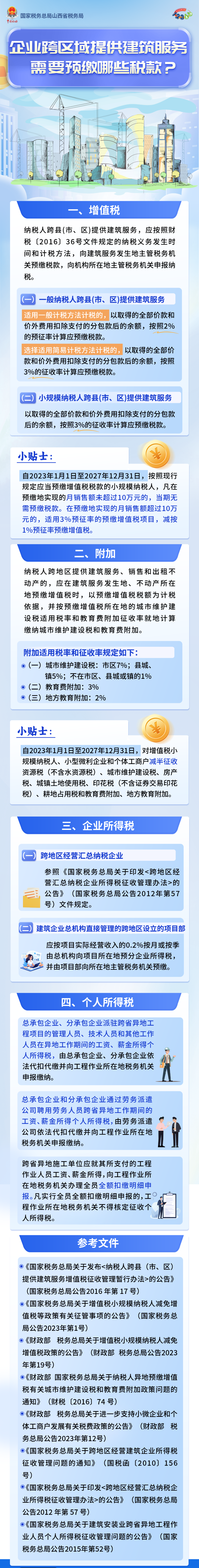 企业跨区域提供建筑服务需要预缴哪些税款？
