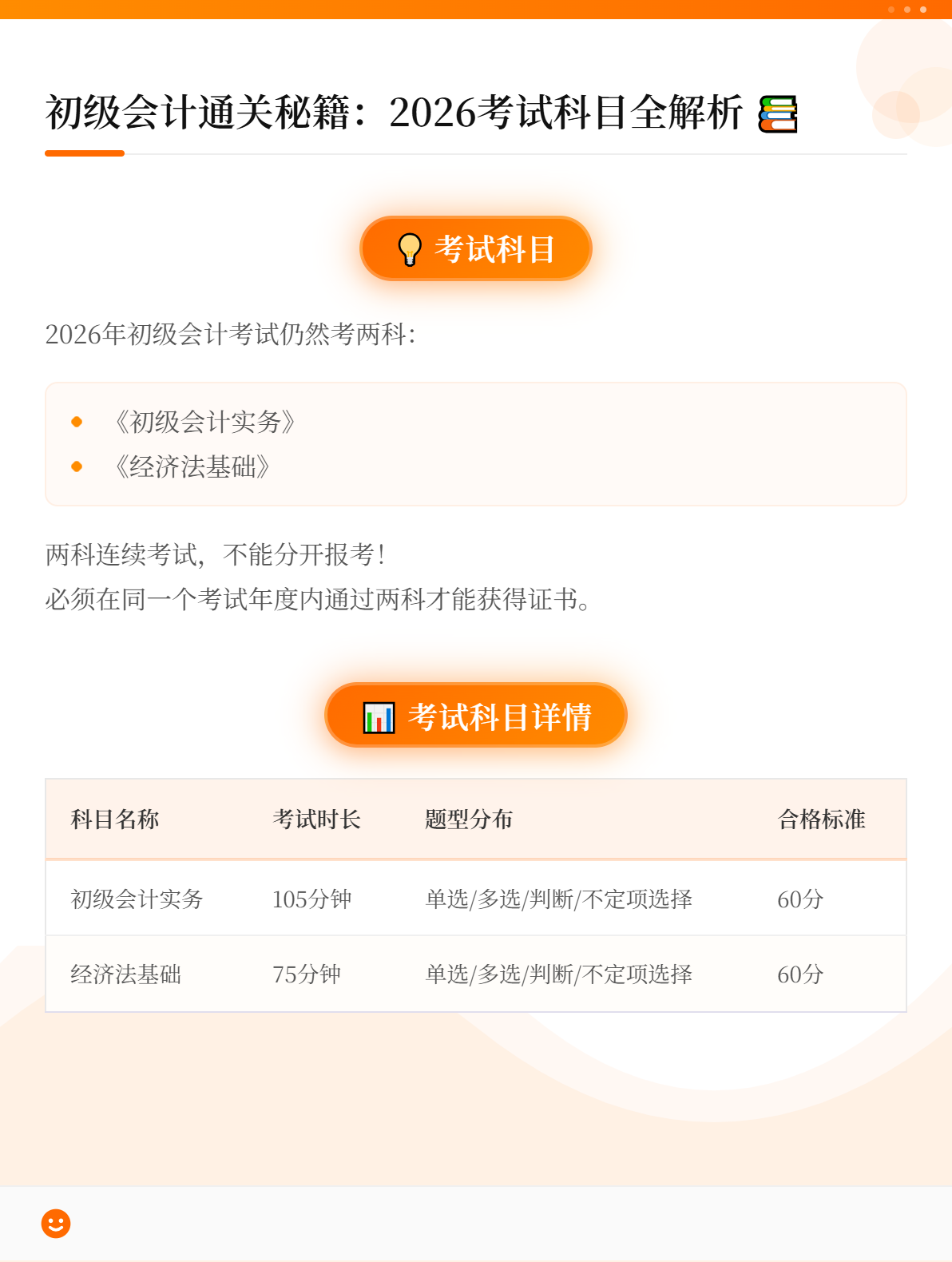 2026年初级会计考试一共考几科？1