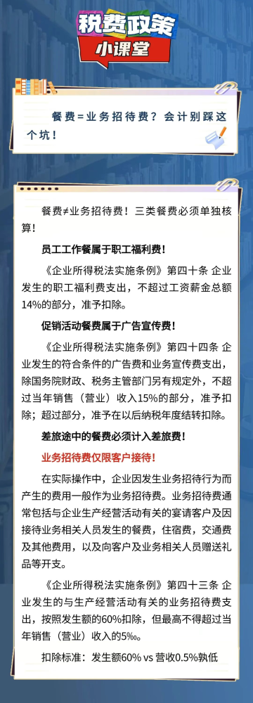 餐费=业务招待费？会计别踩这个坑！
