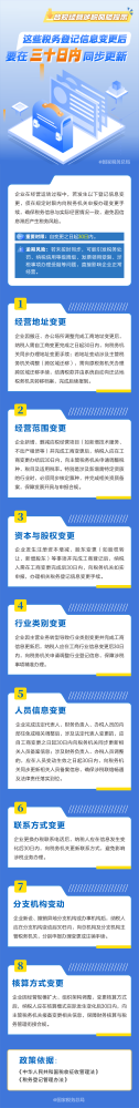 这些税务登记信息变更后，要在三十日内同步更新