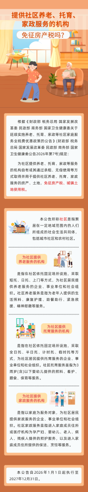提供社区养老、托育、家政服务的机构，免征房产税吗？