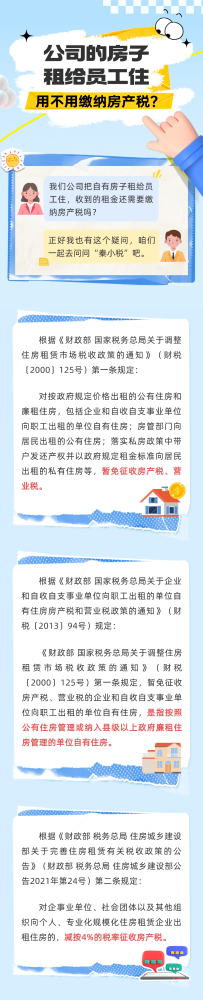 公司的房子租给员工住，用不用缴纳房产税？