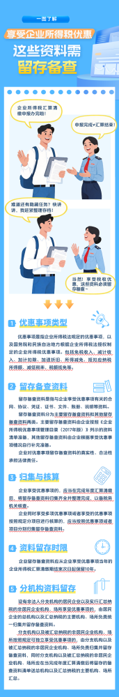 享受企业所得税优惠，这些资料需留存备查→