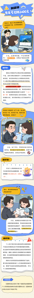 别漏享，商业健康保险每年可扣除2400元！
