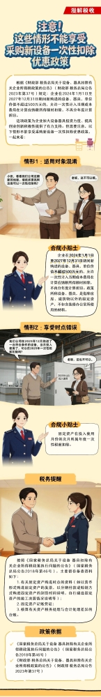 注意！这些情形不能享受采购新设备一次性扣除优惠政策