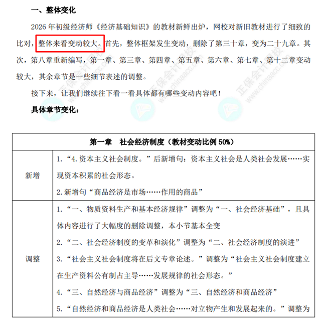 初级经济师《经济基础知识》教材变动对比 初级经济师《经济基础知识》教材变动对比