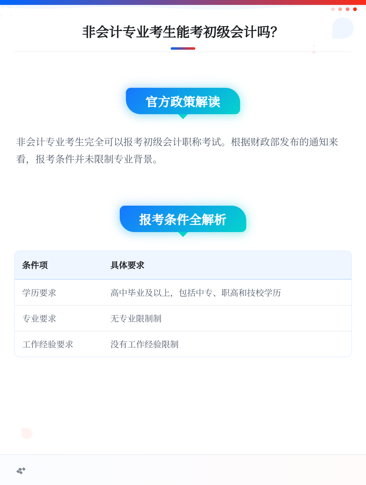 初级会计报考条件1