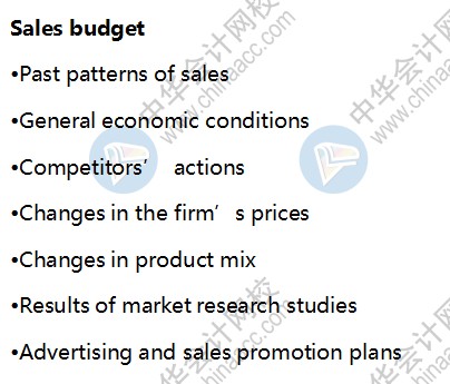 AICPA知识点解析：销售预算