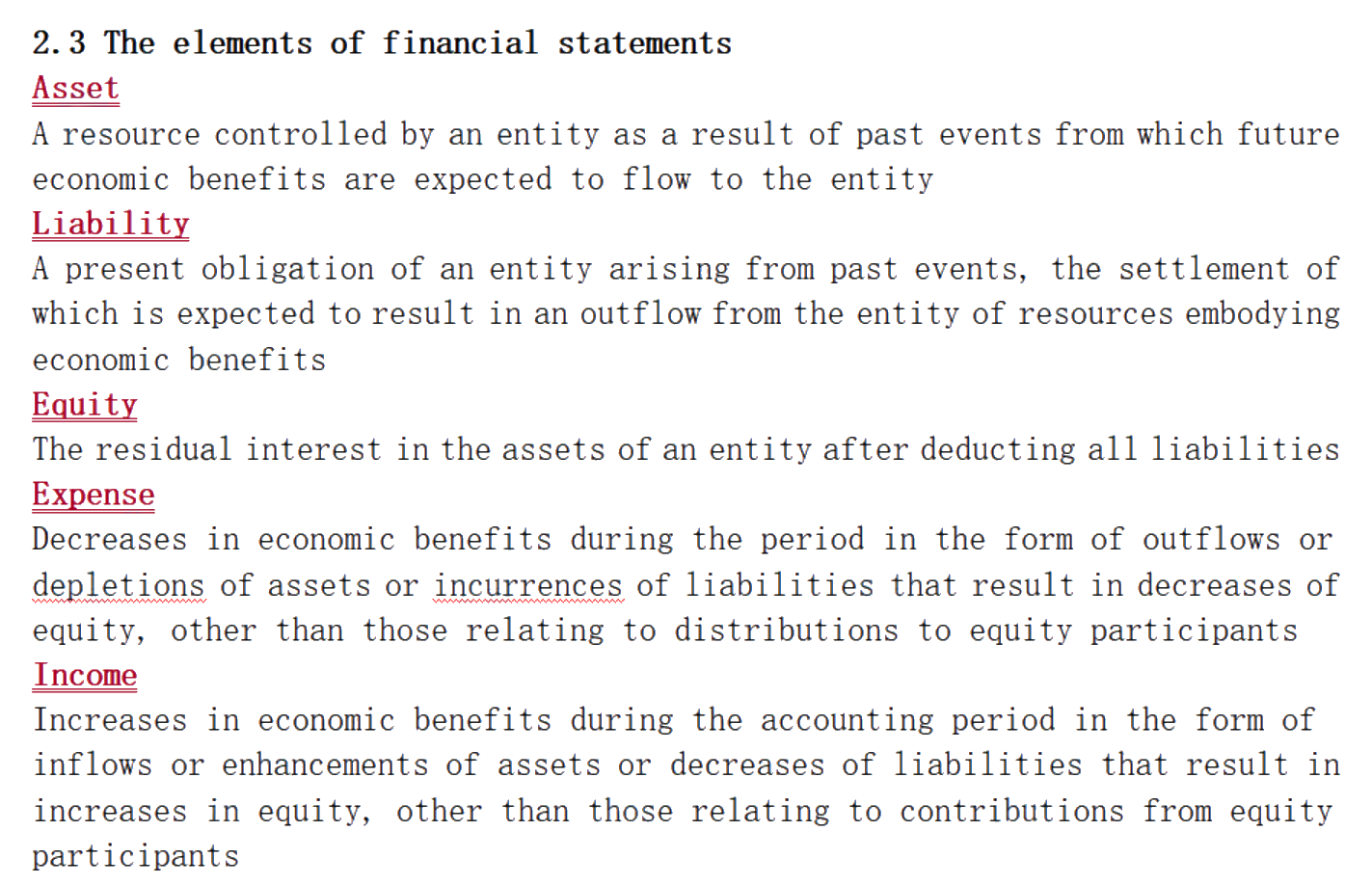 The elements of financial statements