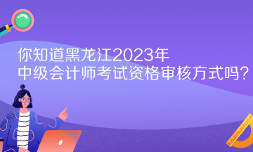 你知道黑龙江2023年中级会计师考试资格审核方式吗？