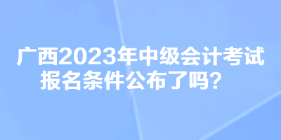 广西2023年中级会计考试报名条件公布了吗？