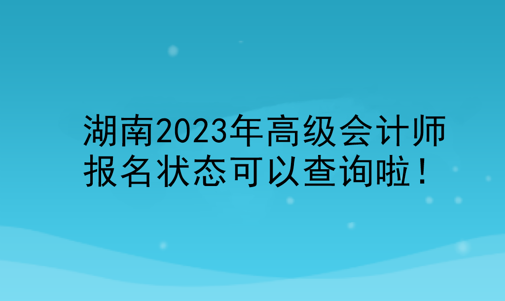 湖南2023年高级会计师报名状态可以查询啦！
