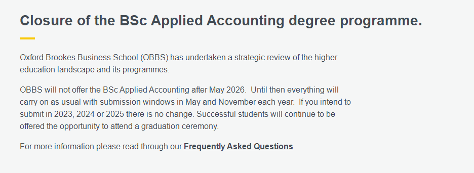 重大消息！ACCA牛津布鲁克斯大学（OBU）学位将停止申请！