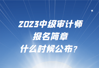 2023中级审计师报名简章什么时候公布？