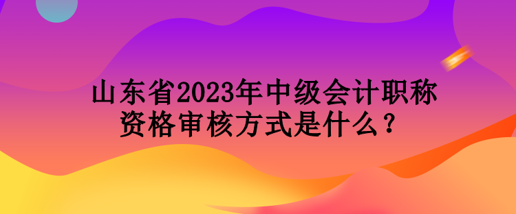 山东省2023年中级会计职称资格审核方式是什么？