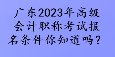 广东2023年高级会计职称考试报名条件你知道吗？