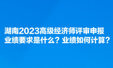 湖南2023高级经济师评审申报业绩要求是什么？业绩如何计算？