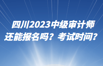 四川2023中级审计师还能报名吗？考试时间？