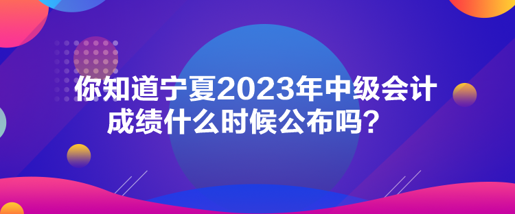 你知道宁夏2023年中级会计成绩什么时候公布吗？