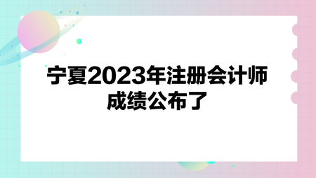 宁夏2023年注册会计师成绩公布了